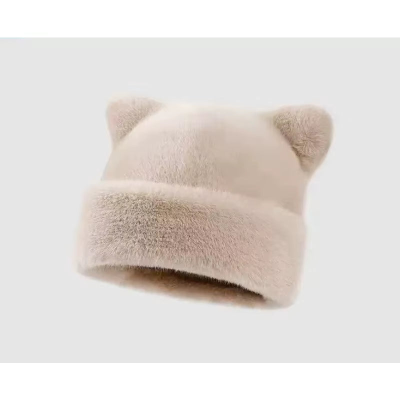 Plush Bear Ears Beanie