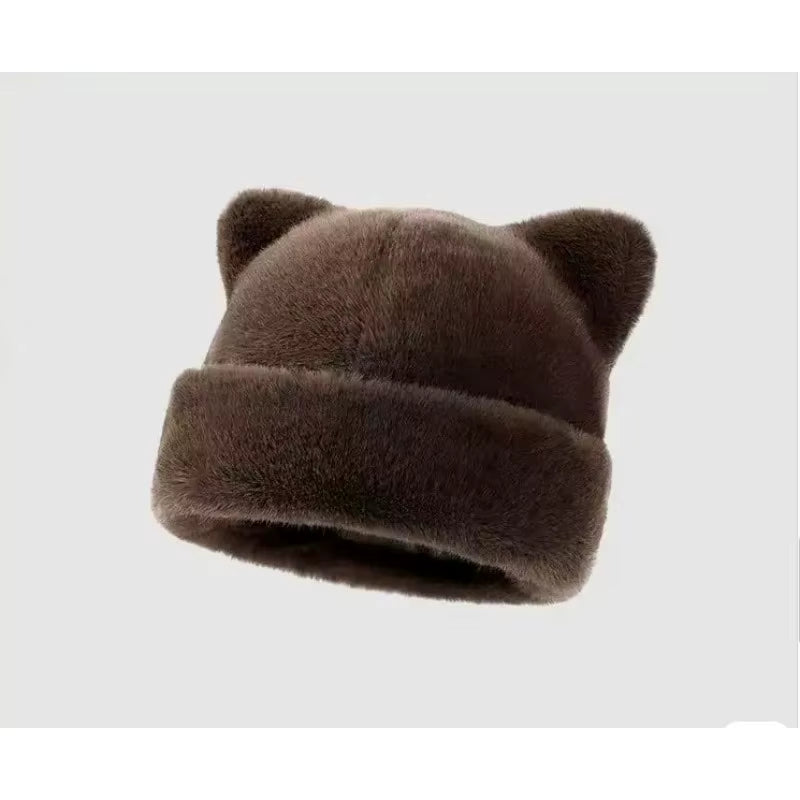 Plush Bear Ears Beanie